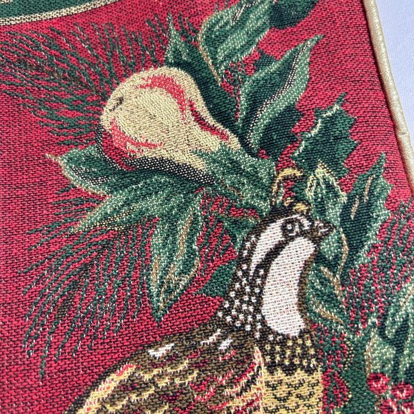 Partridge in a Pear Tree Christmas Stocking Tapestry Style Gold Tone Trim - Picture 4 of 8